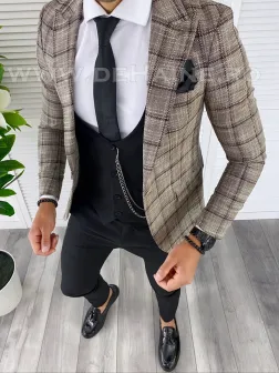 Sacou barbati in carouri slim fit B4979 O3-4.1